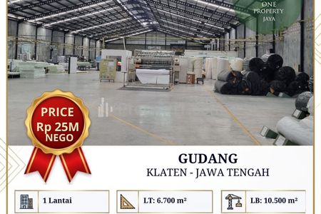 Dijual Gudang di Desa Klepu, Besole, Ceper, Klaten - Jawa Tengah