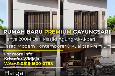 Dijual Rumah Baru Premium Gayungsari Barat Surabaya Selatan Dekat Masjid Agung