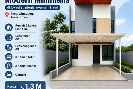 Dijual Rumah Baru di Cluster Setu, Cipayung, Jakarta Timur
