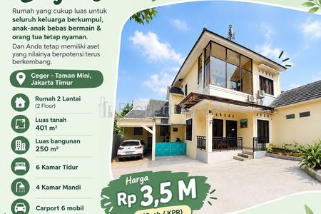 Dijual Rumah Second Luas Strategis di Ceger Cipayung Jakarta Timur Dekat Taman Mini