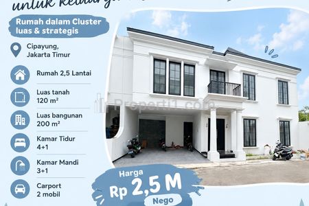Dijual Rumah dalam Cluster Dekat Tol Bambu Apus, Cipayung, Jakarta Timur