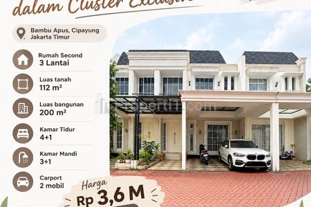 Dijual Rumah Second 3 Lantai di Bambu Apus, Cipayung, Jakarta Timur