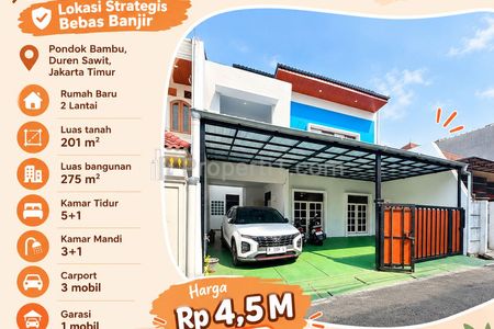 Dijual Rumah Baru Luas Strategis di Pondok Bambu Duren Sawit Jakarta Timur