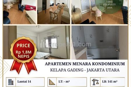 Dijual Apartemen Menara Kondominium, Kelapa Gading, Jakarta Utara - 3+1 BR Furnished
