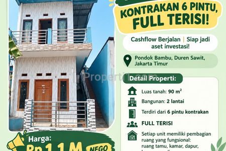 Dijual Kost Kontrakan 6 Pintu Full Terisi di Duren Sawit, Jakarta Timur