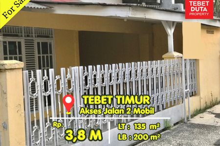 Dijual Cepat Rumah Lokasi Strategis Jalan 2 Mobil di Tebet Timur, Jakarta Selatan