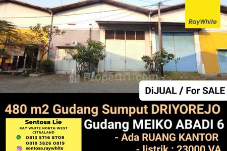 Dijual Gudang 480 m2 di Meiko Abadi 6 Sumput Driyorejo Gresik Jatim - Ada Ruang Kantor - Kondisi Bagus Siap Pakai