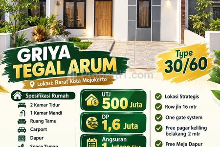 Dijual Rumah Subsidi DP 1 Jutaan Hanya 5 Menit dari Alun-alun Mojokerto