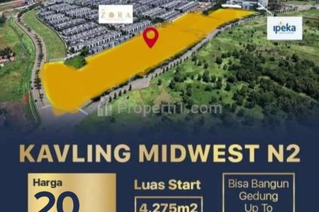 Dijual Kavling Komersial BSD City, Kavling Midwest N2, Jalan BSD Boulevard Utara, Tangerang Selatan