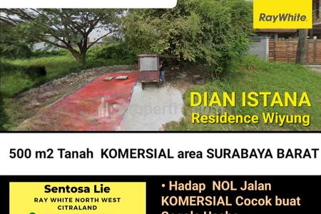 Disewakan Tanah Kavling 500 m2 di Dian Istana Residence Surabaya Blok DPR - Lokasi Depan, Depan STK Kopi Dian Istana, Nol Jalan Komersial