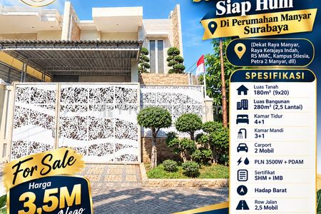 Dijual Rumah Modern Semi Furnished Siap Huni di Perumahan Manyar Surabaya