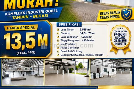 Jual Sewa Gudang di Kompleks Industri Gobel Tambun Bekasi