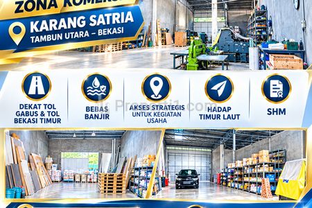 Sewa Gudang 1000 sqm Zona Komersil Karang Satria Tambun Utara Bekasi