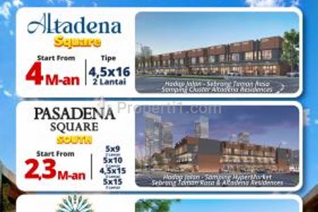 Dijual Ruko Altadena Square Tangerang - Hadap Jalan dan Hadap Pusat Jalan Gading Serpong