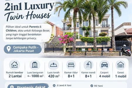 Dijual Rumah Kembar untuk Keluarga Besar di Cempaka Putih, Jakarta Pusat