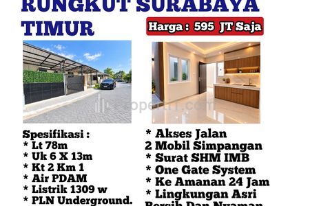Dijual Rumah di Perumahan Wisata Semanggi Wonorejo Rungkut Surabaya SHM IMB Siap Huni