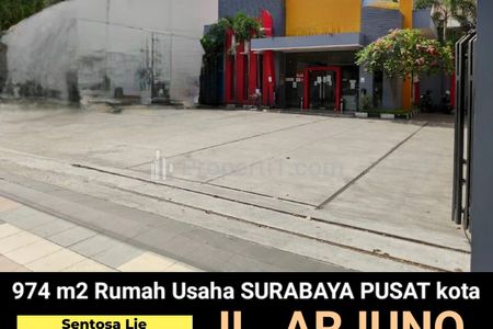Dijual Rumah Usaha 974 m2 Jl. Arjuno - Surabaya Pusat Kota - Nol Jalan Raya Komersial Area - Parkiran 12 Mobil Luas - Ruang Loss Luas