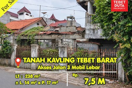 Dijual Tanah Kavling di Tebet Barat Jakarta Selatan Lokasi Strategis Nyaman Jalan 3 Mobil Lebar