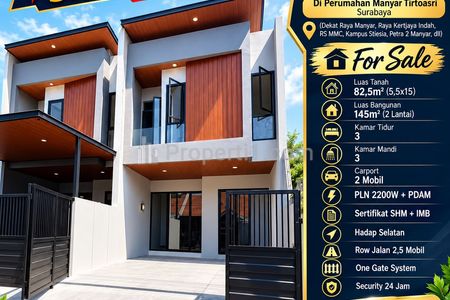Dijual Rumah Baru Modern Siap Huni di Perumahan Manyar Tirtoasri Surabaya