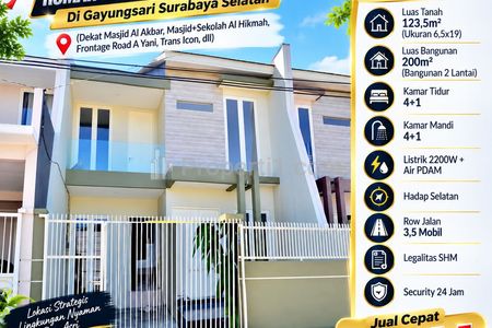 Jual Rumah Baru Minimalis Modern Lokasi Gayungsari Surabaya Selatan