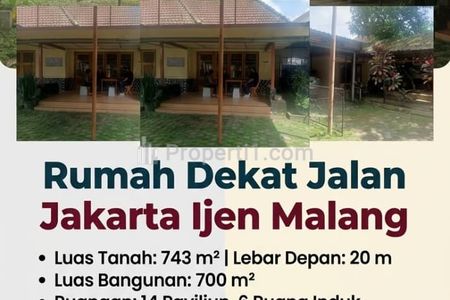 Dijual Rumah Dekat Jalan Jakarta Ijen Malang, Luas Tanah 743m2 - Turun Harga