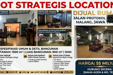 Dijual Rumah Strategis Area Ijen Malang, Dekat Mall Mog, Ada Ruang Paviliun