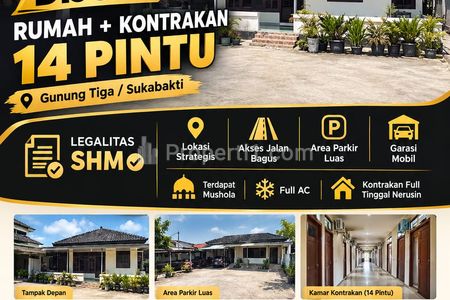 Dijual Rumah + Kontrakan 14 Pintu Sangat Cocok untuk Investasi di Gedung Aji Baru, Tulang Bawang