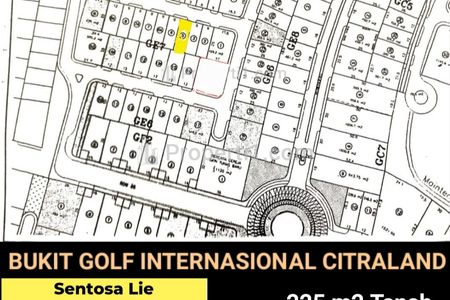 Dijual Tanah Kavling Bukit Golf Internasional Citraland GE 7 Surabaya Barat - Hadap Utara - Lokasi Terdepan Bagus Hunian Golf Area