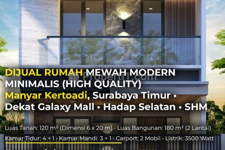 Dijual Rumah Mewah di Manyar Kertoadi Surabaya Timur High Ceiling Hadap Selatan