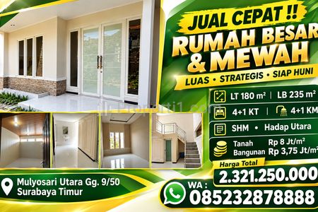 Dijual Rumah SHM Siap Huni Mulyosari Surabaya Timur LT180 LB235 Luas Mewah Lokasi Strategis Harga Murah