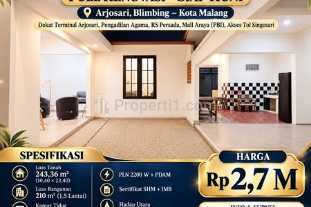 Dijual Rumah Full Renovasi Siap Huni di Arjosari Blimbing Kota Malang