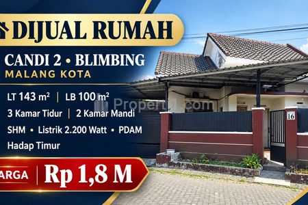 Dijual Rumah Candi-candi Blimbing Malang Luas Tanah 143m2