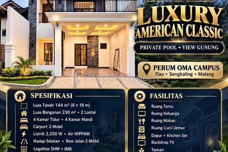 Dijual Rumah Baru Luxury American Classic Private Pool View Gunung