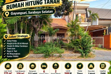 Dijual Rumah Hitung Tanah Lokasi Gayungsari Surabaya Selatan