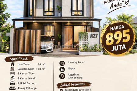Dijual Rumah Sawojajar 1 Malang, Carport Muat 2 Mobil