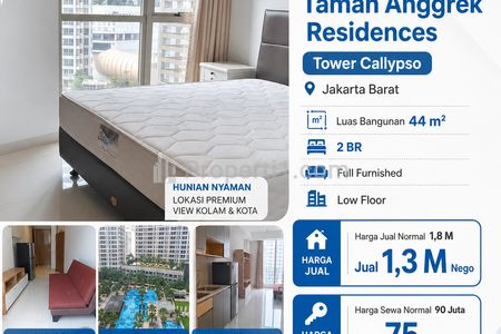 Dijual Unit Apartemen di Taman Anggrek Residences 2+1 KT Fully Furnished, di Bawah Harga Pasar, Siap Huni
