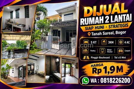 Dijual Rumah 2 Lantai Siap Huni di Tanah Sareal Bogor Kota, Strategis SHM LT 122m2 LB 16m2 Murah Aman Nyaman