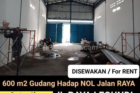 Disewakan Gudang 600 m2 Nol Jalan Raya Legundi, Karangandong, Driyorejo, Gresik, Jawa Timur - Dekat Area Pergudangan - Plus Ada Bangunan Rumah
