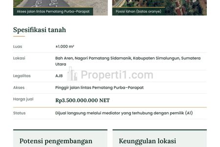Dijual Tanah Strategis View Perkebunan Teh, Pamatang Sidamanik, Simalungun