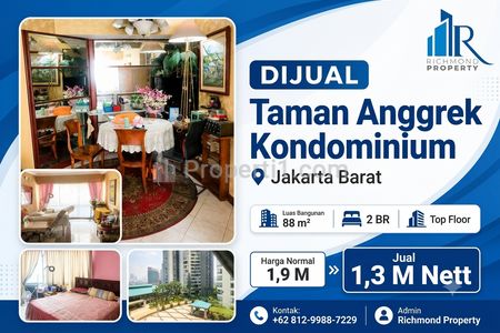 Dijual Apartemen Taman Anggrek Kondominium 2 BR Luas 88 m² Full Furnished Strategis Nego!!