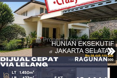 Dijual Rumah Hunian Eksekutif Via Lelang Turun Harga di Ragunan Jakarta Selatan