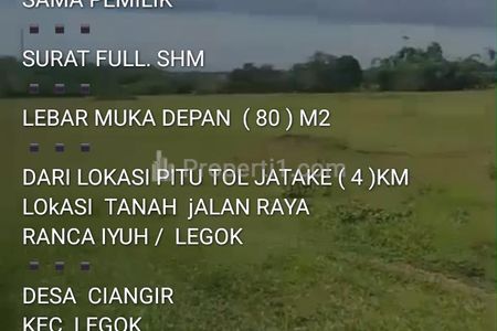 Jual Murah Tanah SHM Zona Industri Luas 14,7 Hektar di Raya Ranca Iyuh, Hanya 4 Km Pintu Tol Jatake, Akses Kontainer, Legok, Tangerang, Banten