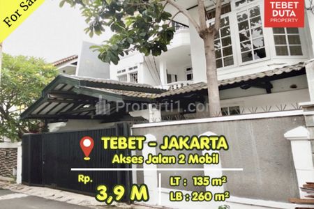Dijual Rumah Tebet Jakarta Selatan, Lokasi Strategis Nyaman Akses Jalan 2 Mobil